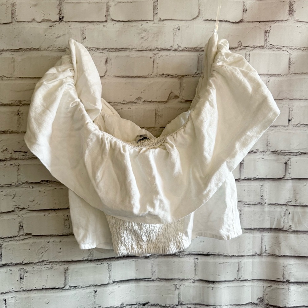 White Ruffle Off-Shoulder Top - Picture 2 of 4